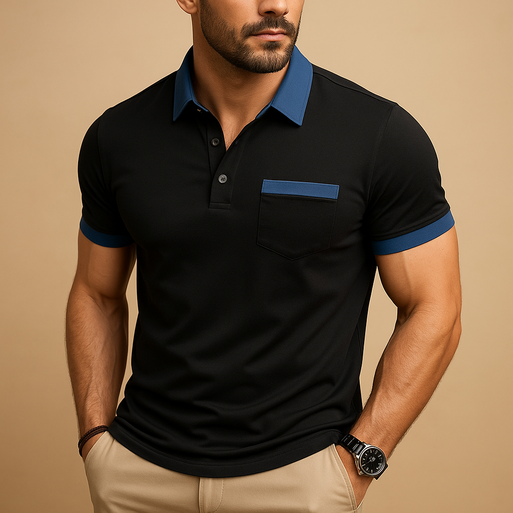 Poloshirt voor heren in marineblauw met klassieke pasvorm, ideaal voor zowel casual als nette gelegenheden