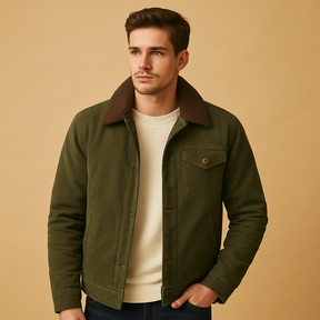 Klassieke winterjas voor heren met knopen en warme daunen voering, ideaal voor koude dagen en stijlvolle outfits.