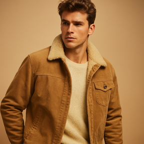 Klassieke winterjas voor heren met knopen en warme daunen voering, ideaal voor koude dagen en stijlvolle outfits.