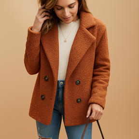 Korte winterjas voor dames met knoopsluiting en getailleerd silhouet. Stijlvol, comfortabel en ideaal voor milde winterdagen en seizoenslayering.