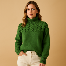 Lange gebreide trui met col voor dames in roze, groen en blauw – perfect voor casual of chique winterlooks.