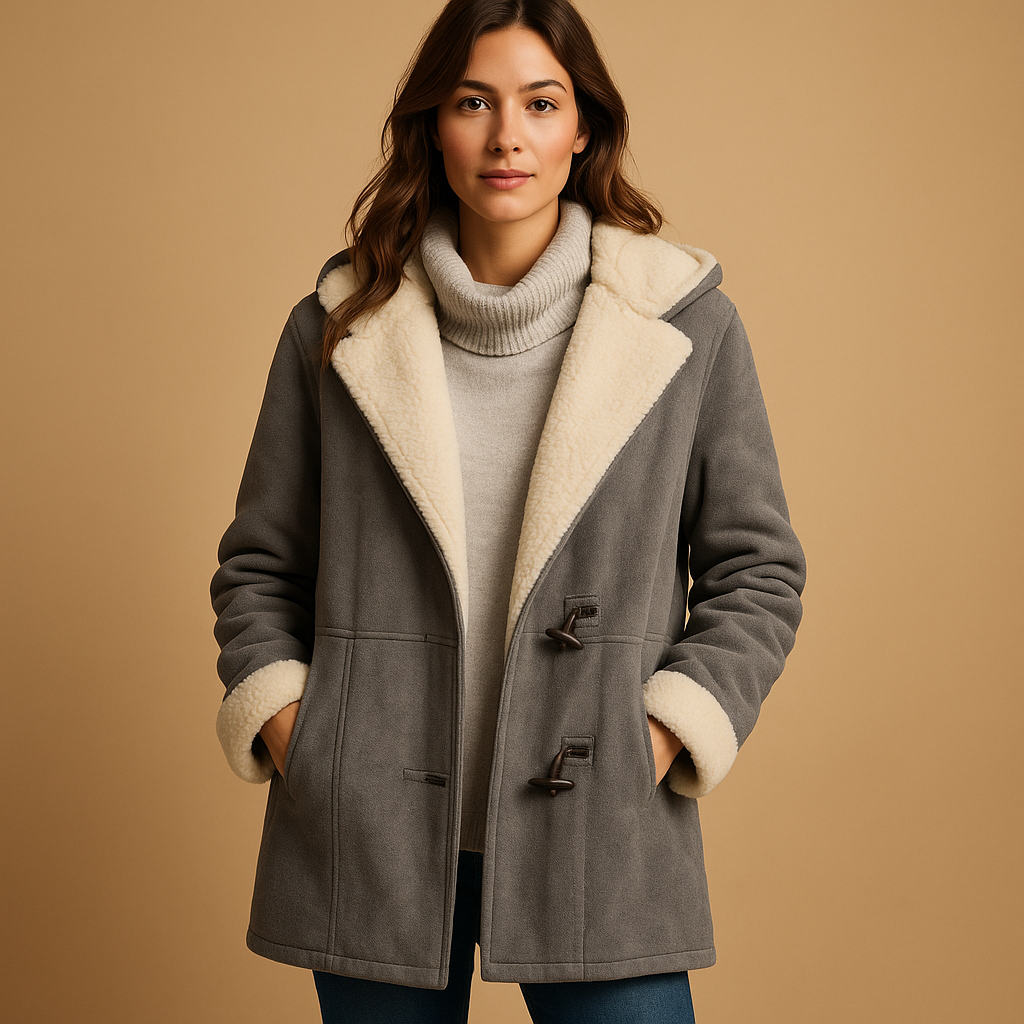 Lange winterjas voor dames met capuchon en moderne snit. Gemaakt van zachte isolerende stof. Perfect voor koude dagen en stijlvolle winterlooks.