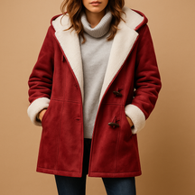 Lange winterjas voor dames met capuchon en moderne snit. Gemaakt van zachte isolerende stof. Perfect voor koude dagen en stijlvolle winterlooks.