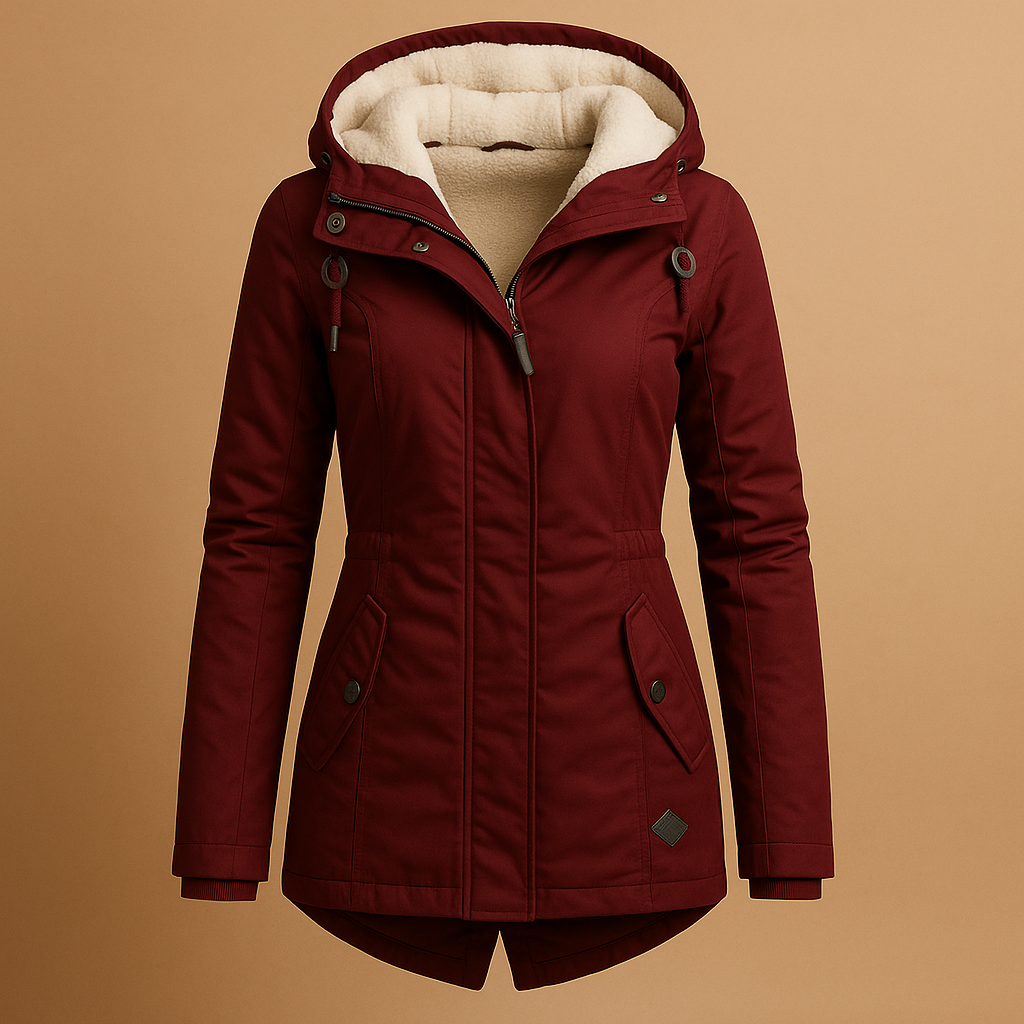 Lange winterjas voor dames met warme voering en stijlvolle pasvorm, geschikt voor casual en formele winterdagen.