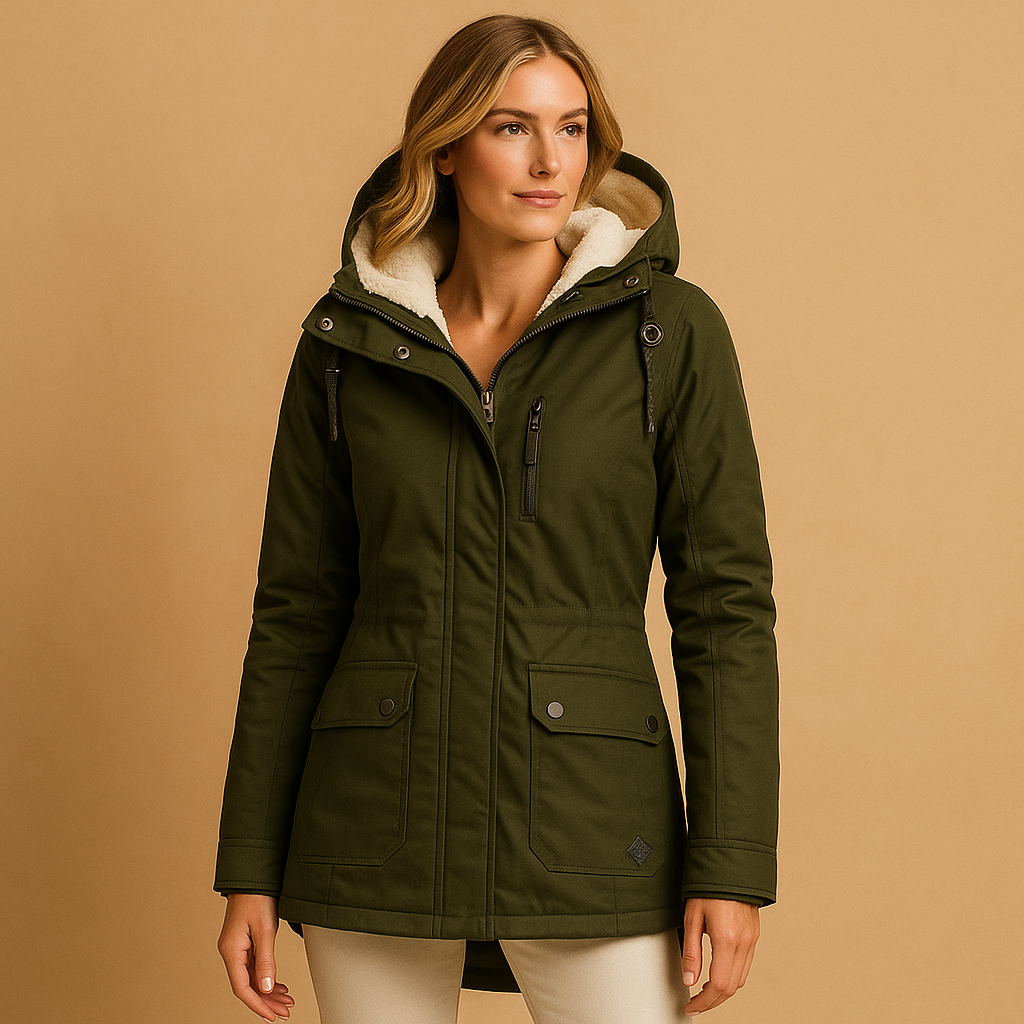 Lange winterjas voor dames met warme voering en stijlvolle pasvorm, geschikt voor casual en formele winterdagen.