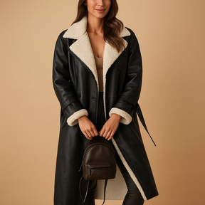 Lange winterjas met warme voering voor dames in zwart, kaki, abrikoos en bruin, met quilted binnenvoering en moderne pasvorm voor koude dagen.