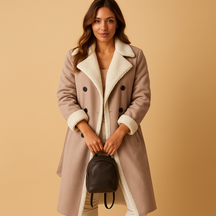 Lange winterjas met warme voering voor dames in zwart, kaki, abrikoos en bruin, met quilted binnenvoering en moderne pasvorm voor koude dagen.