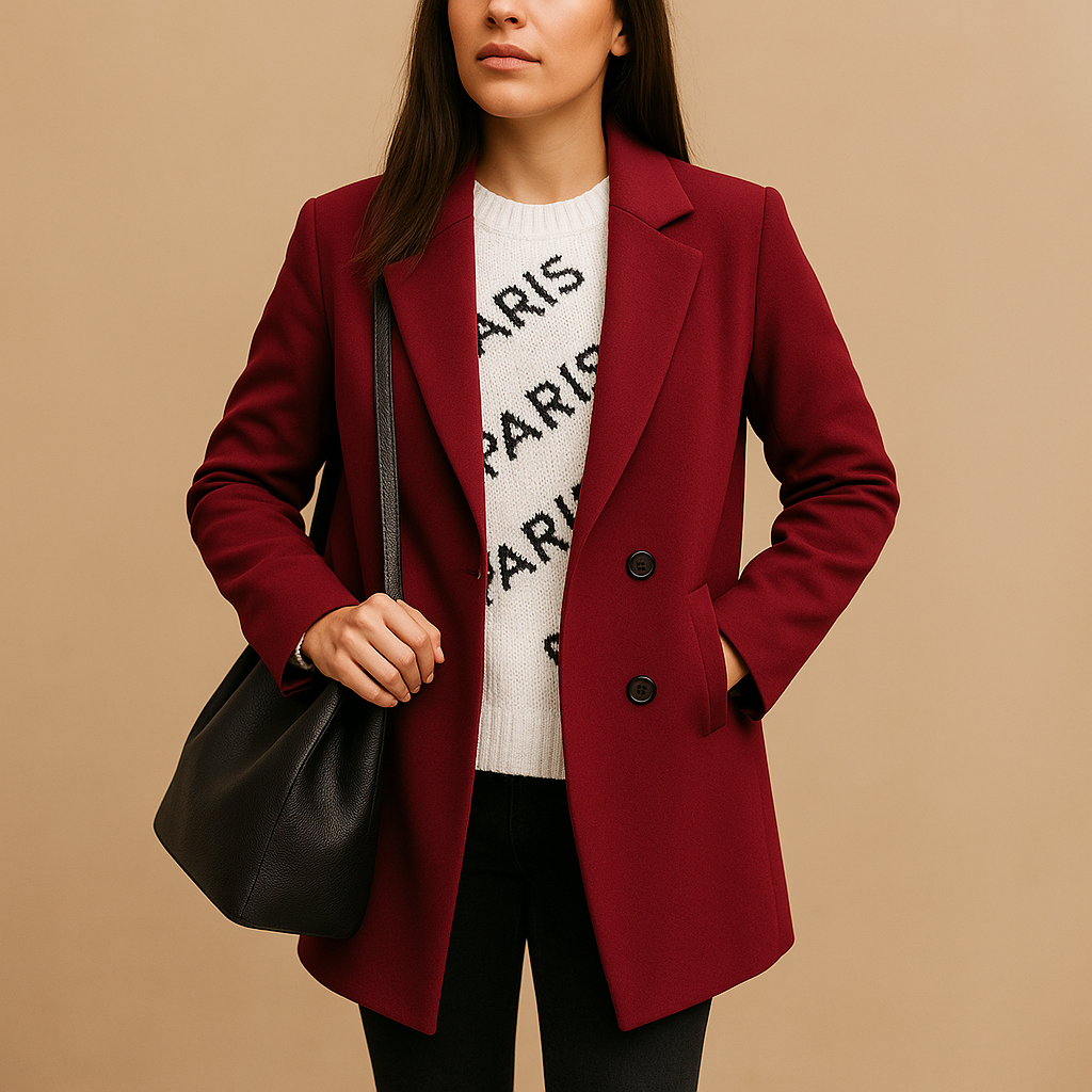 Lange winterjas voor dames met elegant enkelrijig design en warme pasvorm. Beschikbaar in grijs, blauw en camel, ideaal voor koude dagen.