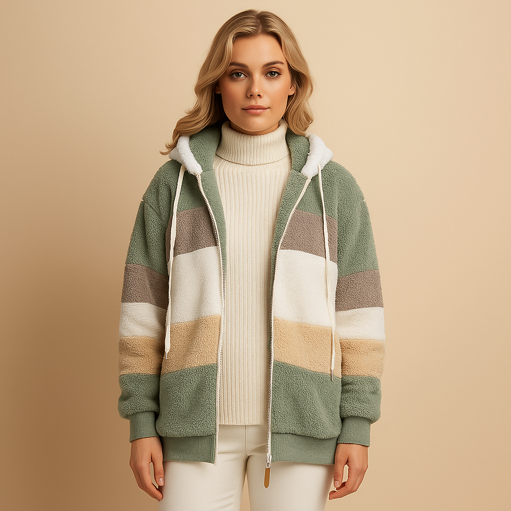 Lange zachte winterjas voor dames met pluche textuur en relaxte pasvorm. Ideaal voor dagelijks gebruik en warme bescherming tijdens koude seizoenen.