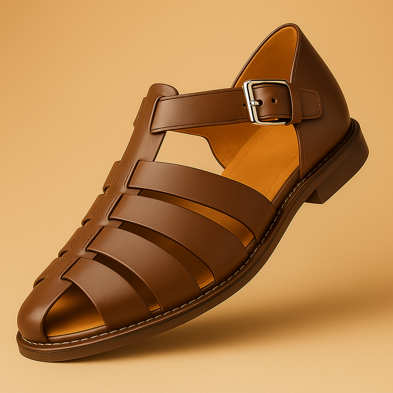 Leren dames sandalen met open structuur en verstelbare riem, ideaal voor zomerse dagen en dagelijks gebruik.