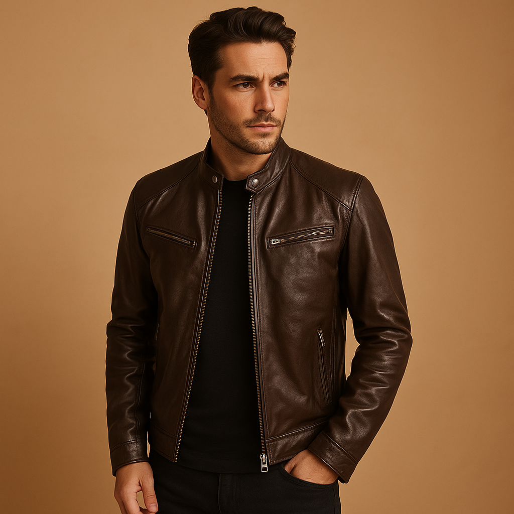 Leren tussenjas voor heren van hoogwaardig PU-leer met tijdloos design, perfect voor casual en formele gelegenheden.
