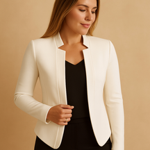 Stijlvolle lichtgewicht blazer met reverskraag voor dames, geschikt voor zakelijke en casual outfits in het voorjaar of de zomer.