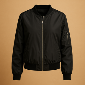 Lichtgewicht bomberjack voor dames in trendy kleuren zwart, groen en rood, met ritssluiting en zijzakken. Perfect voor zomerse casual looks.