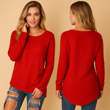 Damestrui van ademende katoenmix met ronde hals en lange mouwen, ideaal voor lente, zomeravonden en herfstlagen