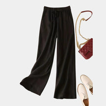 Linnen broek met elastische taille voor dames, losvallend model van katoen-linnen – perfect voor casual of chique zomeroutfits.