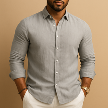 Linnen herenoverhemd in diverse kleuren met comfortabele pasvorm en ademende stof, ideaal voor casual en formele gelegenheden.