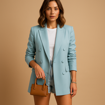 Zakelijke blazer voor dames met losse pasvorm in effen kleur, ideaal voor werk, vergaderingen of dagelijks gebruik.