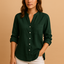 Stijlvol damesoverhemd met klassieke kraag, knoopsluiting en lange mouwen, perfect voor casual of formele outfits.