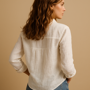 Dames blouse met relaxte pasvorm in luchtige ademende stof, ideaal voor casual outfits in de herfst en lente