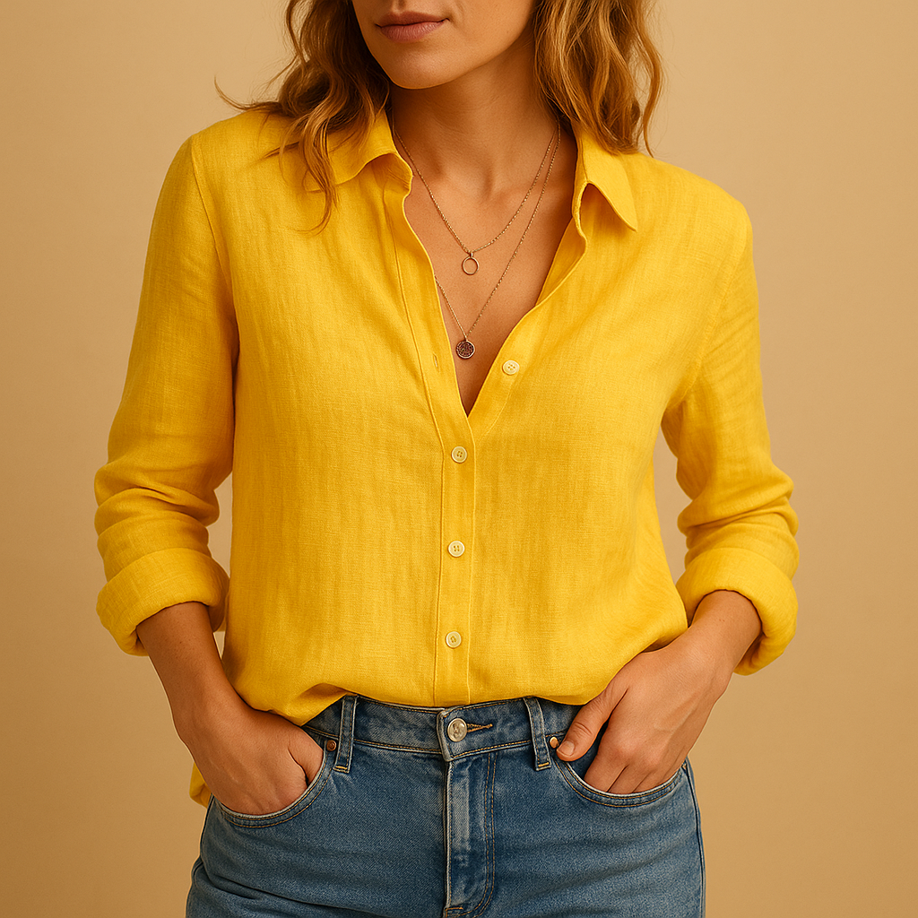 Dames blouse met relaxte pasvorm in luchtige ademende stof, ideaal voor casual outfits in de herfst en lente