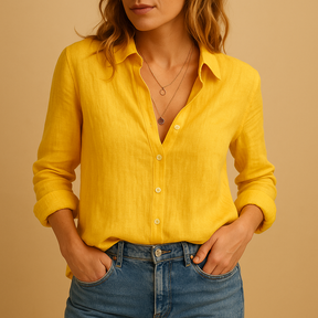 Dames blouse met relaxte pasvorm in luchtige ademende stof, ideaal voor casual outfits in de herfst en lente