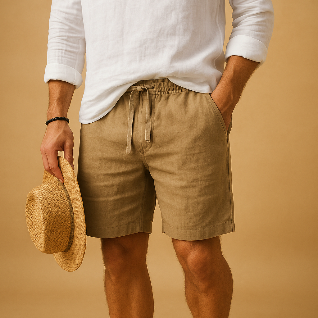 Zomershort voor heren met verstelbare tailleband en zakken, gemaakt van licht ademend materiaal voor strand en vrije tijd