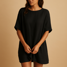 Midi-jurk voor dames tot op de knie, gemaakt van ademende stof met flatterende pasvorm, perfect voor vakanties, zomer en feestelijke gelegenheden