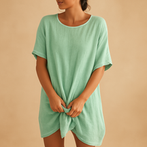 Midi-jurk voor dames tot op de knie, gemaakt van ademende stof met flatterende pasvorm, perfect voor vakanties, zomer en feestelijke gelegenheden