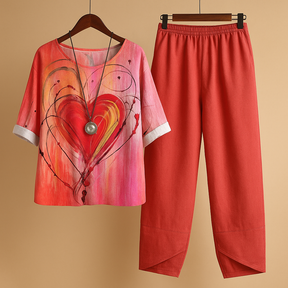 Tweedelige dames set met luchtige pasvorm en tijdloos ontwerp, ideaal voor de lente en zomer.