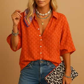 Dames zomerblouse met luchtige pasvorm en vrouwelijke stijl, ideaal voor casual gelegenheden en warme dagen