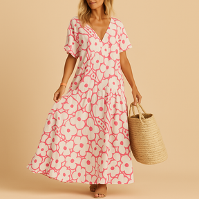 Zomerjurk met korte mouwen voor dames, luchtig en comfortabel ontwerp, ideaal voor zomerse dagen, casual uitstapjes en tuinfeestjes