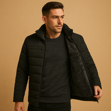 Luxe fleece jas voor heren met warme binnenvoering, opstaande kraag en ritszakken, ideaal voor koude dagen en dagelijks gebruik.
