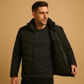 Luxe fleece jas voor heren met warme binnenvoering, opstaande kraag en ritszakken, ideaal voor koude dagen en dagelijks gebruik.