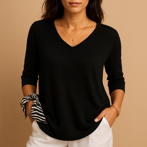 Dames top met moderne losse pasvorm in zachte luxe stof, ideaal voor dagelijks comfort en stijlvolle casual looks