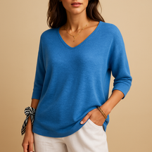 Dames top met moderne losse pasvorm in zachte luxe stof, ideaal voor dagelijks comfort en stijlvolle casual looks