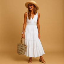 Luchtige dames zomerjurk in maxi-lengte met comfortabele pasvorm, perfect voor strand, feestjes en warme dagen