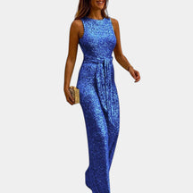 Dames jumpsuit met pailletten en mouwloos ontwerp, verkrijgbaar in meerdere kleuren, perfect voor feestelijke gelegenheden.