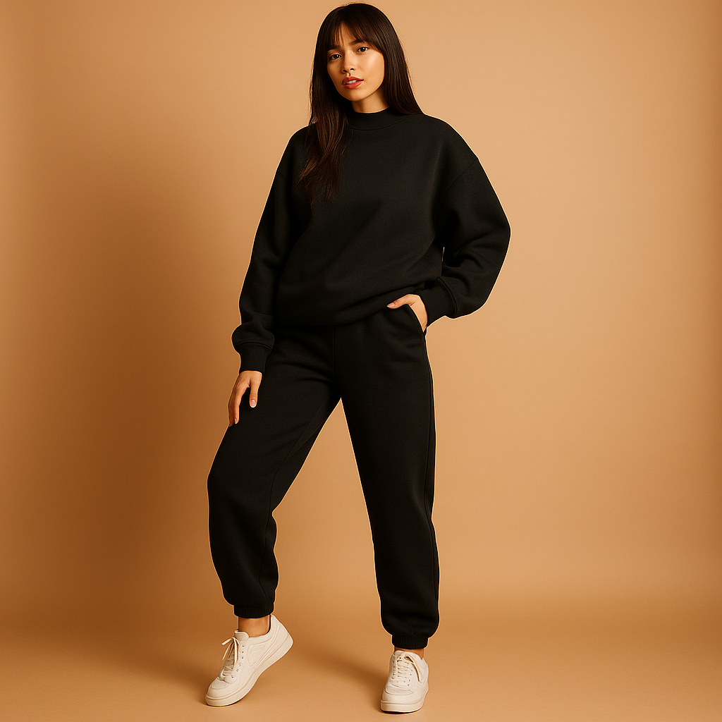 Oversized loungewear set voor dames met hoodie en joggingbroek, ideaal voor ontspannen dagen thuis of onderweg.