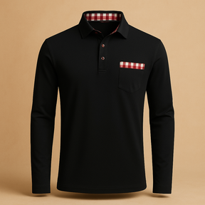 Heren polo shirt met lange mouwen en kraag in marineblauw, ideaal voor casual en zakelijke outfits, comfortabel en stijlvol