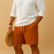 Comfortabele heren shorts met elastische taille en trekkoord, ideaal voor warme dagen, stranduitjes of casual momenten.