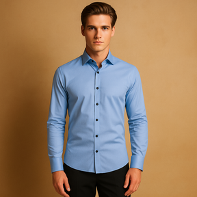 Slim fit overhemd voor heren in ademend stretchmateriaal, ideaal voor zakelijke en casual outfits