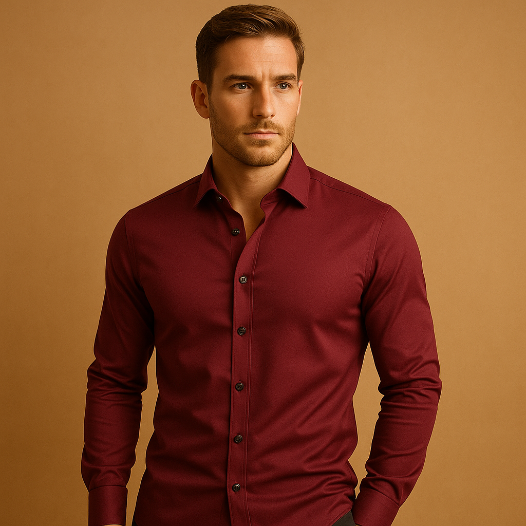Slim fit overhemd voor heren in ademend stretchmateriaal, ideaal voor zakelijke en casual outfits