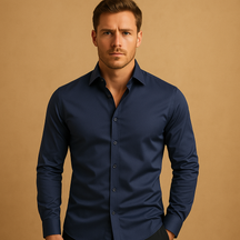 Slim fit overhemd voor heren in ademend stretchmateriaal, ideaal voor zakelijke en casual outfits