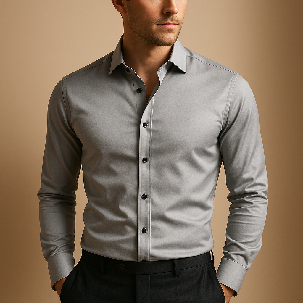 Slim fit overhemd voor heren in ademend stretchmateriaal, ideaal voor zakelijke en casual outfits