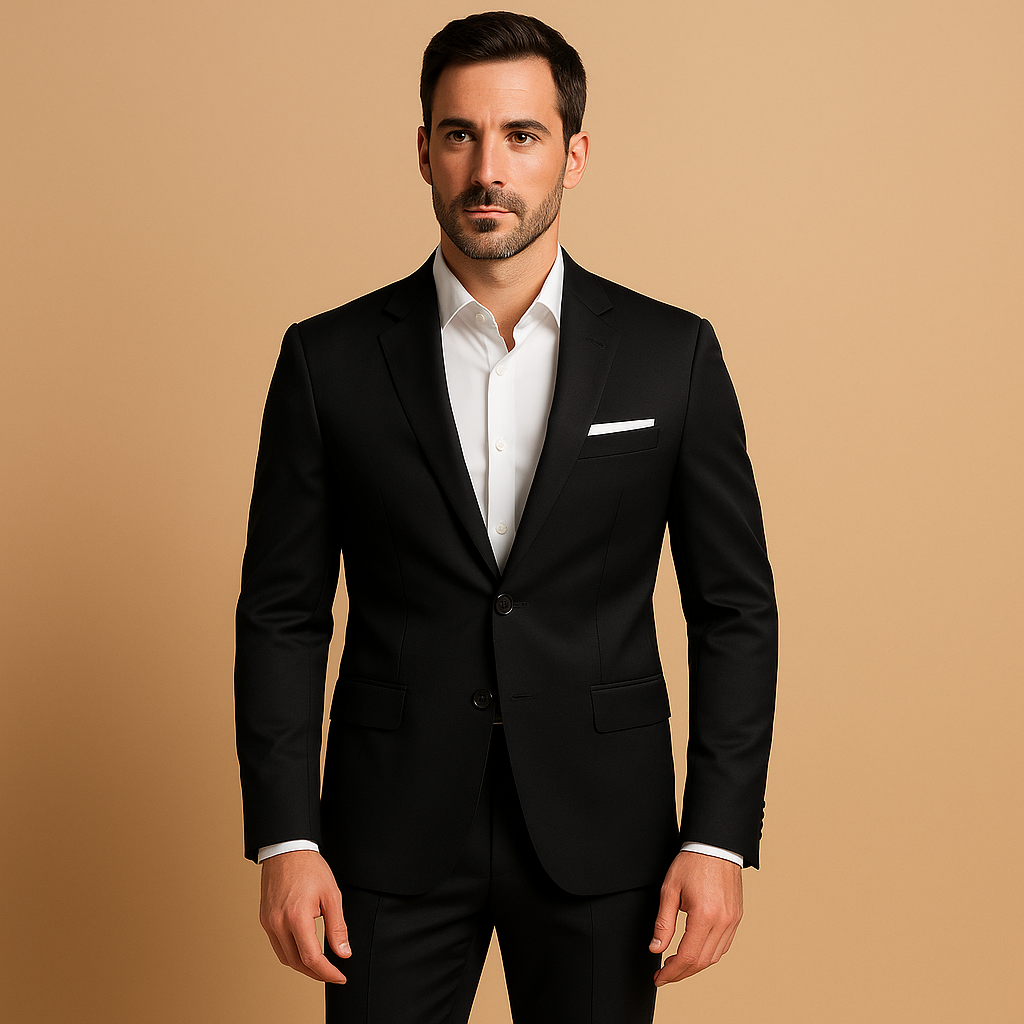 Stijlvol slim fit herenpak met blazer en pantalon in diverse kleuren, perfect voor bruiloften, zakelijke bijeenkomsten en formele evenementen.