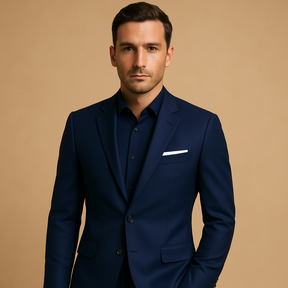 Stijlvol slim fit herenpak met blazer en pantalon in diverse kleuren, perfect voor bruiloften, zakelijke bijeenkomsten en formele evenementen.