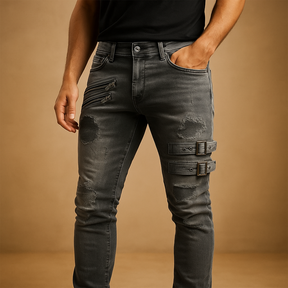 Heren slim fit jeans van stretchdenim met comfortabele pasvorm, geschikt voor casual en nette outfits.
