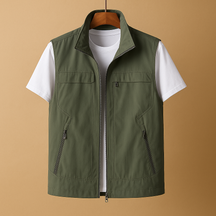 Lichtgewicht heren cardigan met korte mouwen en ademende meshstof, perfect voor wandelen, vissen of dagelijks outdoor gebruik.