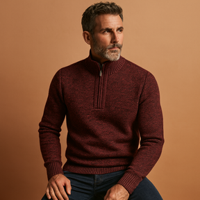 Casual geribd sweatshirt voor heren van katoen met opstaande kraag en knoopsluiting. Comfortabel, stijlvol en ideaal voor dagelijks gebruik.