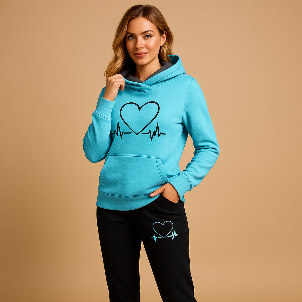 Jogging set voor dames met jack en broek in streetstyle ontwerp – perfect voor thuis en casual dagen buiten.